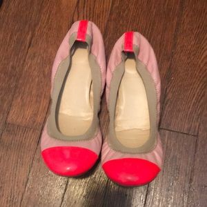 J. Crew Nude and Neon Pink Flats